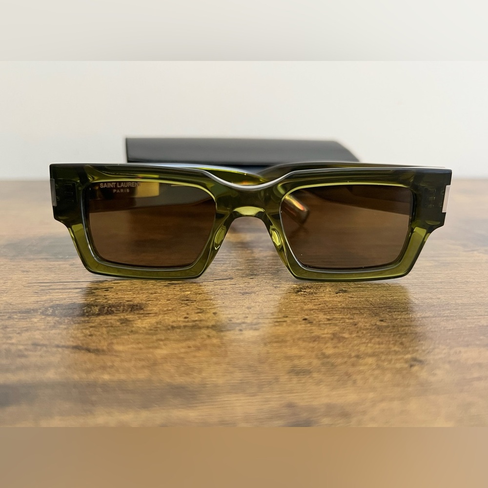 Saint Laurent Olive Rectangular Sunglasses - image 2